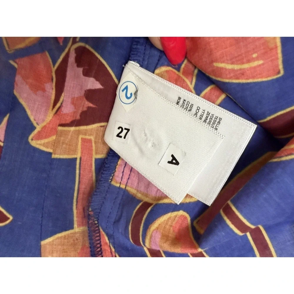 Farm Rio Bright Blue Mushroom Sketch Blouse Buttons M NEW Statement